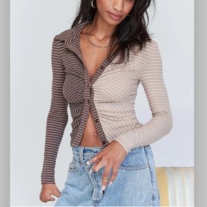 Princess Polly Mediha Long Sleeve Top Brown/Beige